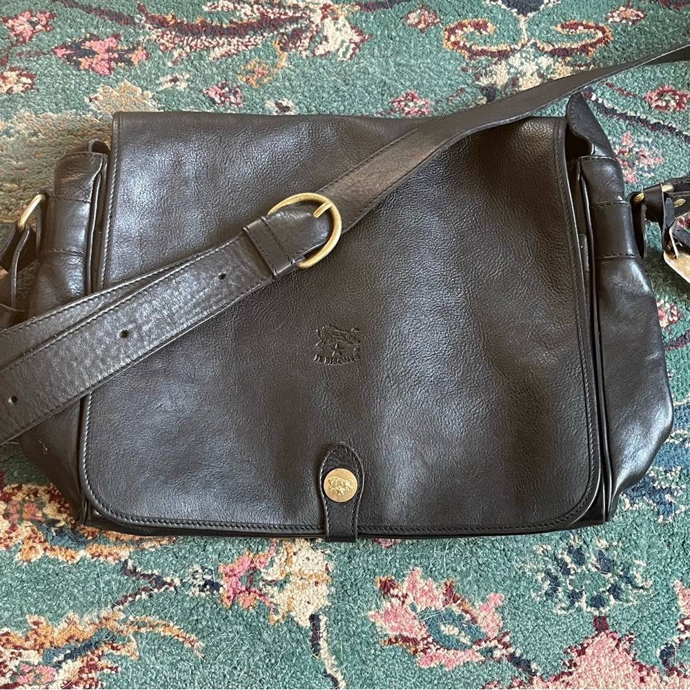 IL Bisonte Black Leather Messenger Bag